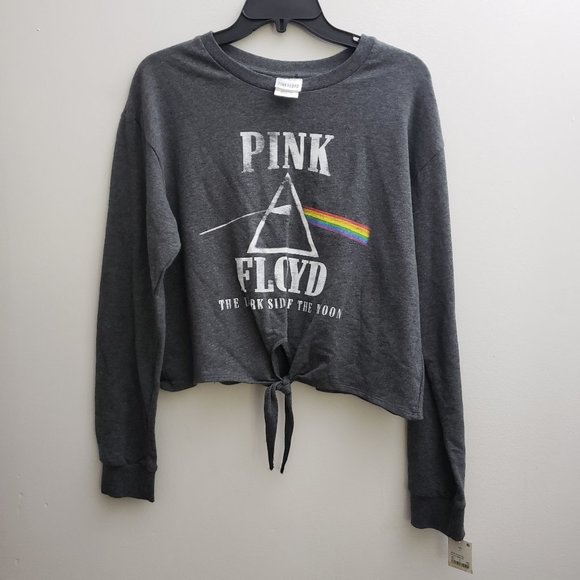 Pink Floyd Tops - Pink Floyd Crop Sweatshirt sz Large Tie Waist Gray